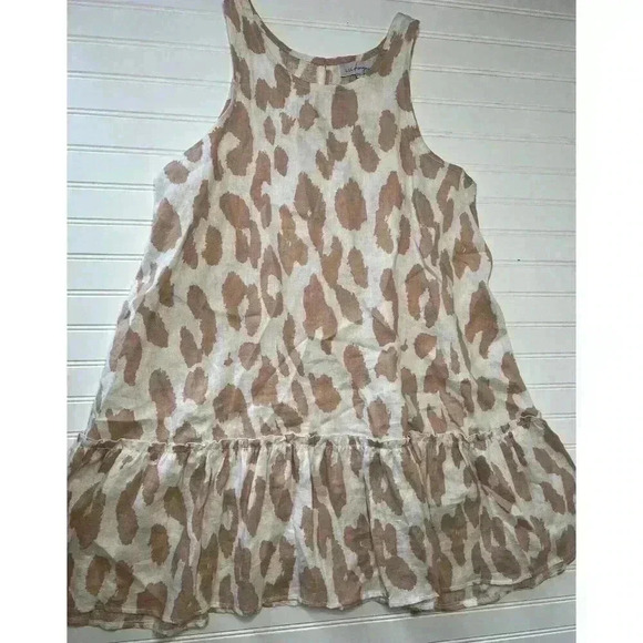 LJC Designs Annie Dress Womens Large 100% Linen Animal Print Sleeveless 1310 - Picture 2 of 4